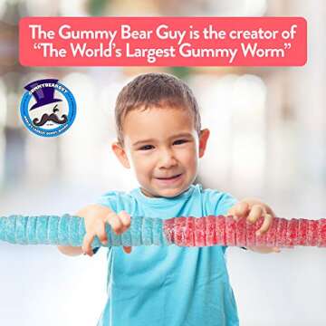 SOUR World's Largest Gummy Worm by The Gummy Bear Guy (Cherry/Blue Raspberry)