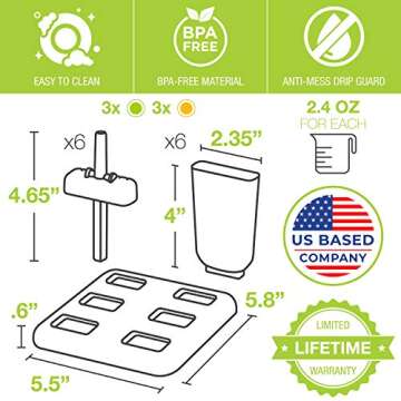 Eparé Popsicle Molds for Kids Set of 6 - Homemade BPA Free Easy Release Ice Pop Mold - Frozen Pops Maker - Reusable Popcicle Freeze Treats for Adults, Baby & Toddler