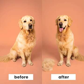 Pet Teezer De-Shedding Dog Brush by Tangle Teezer, Dog Grooming Tool for Short Haired Breeds and Wet or Dry Fur, Small, Navy & Sky Blue