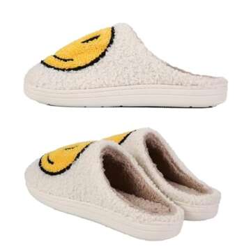 rosyclo Smile Face Slippers - Trendy Plush Cozy Footwear for All Ages