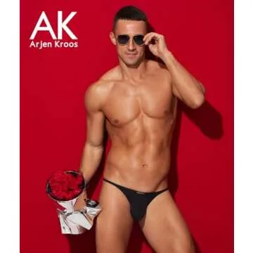 Arjen Kroos Men's Sexy Thong Pouch Underwear Low Rise G-String Bikini