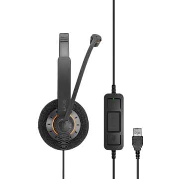 EPOS Sennheiser SC 30 USB ML (504546) - Single-Sided Business Headset | For Skype for Business | with HD Sound, Noise-Cancelling Microphone, & USB Connector (Black)