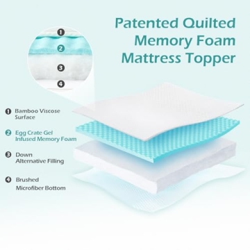 Hansleep Gel Memory Foam Mattress Topper Twin XL Comfort Support
