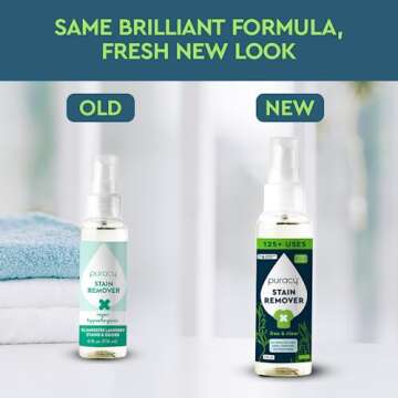 Puracy Stain Remover - Cleaning Spray, Clothes Stain Remover for Clothes, Laundry Stain Remover Spray for Clothes, Travel Stain Remover, Oil Stain Remover - Natural Spot Cleaner - Free&Clear 4oz 2pack