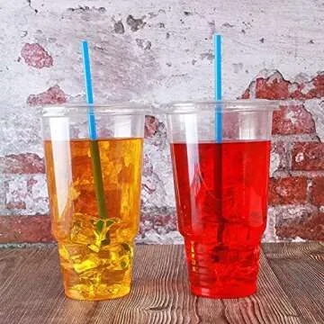 Premium 32 oz Clear Plastic Cups with Lids – 50 Pack