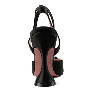 Zzheels Women's Crystal Slingback Sandals Buckle High Heels Pointed Toe Wedding Shoes Bridal Pumps Black US6