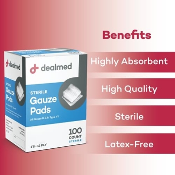 Dealmed Sterile Gauze Pads for Wound Care – 100 Count