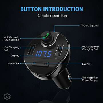 Criacr Bluetooth FM Transmitter - Hands-Free Calls & Charging
