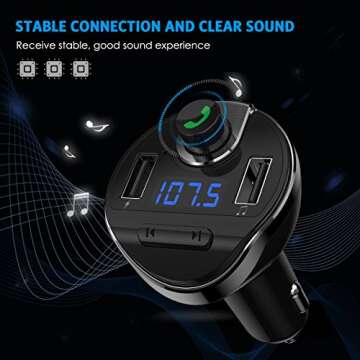Criacr Bluetooth FM Transmitter - Hands-Free Calls & Charging