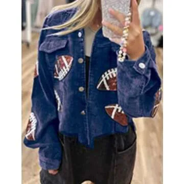 Stylish Xunger corduroy sequin jacket for game days