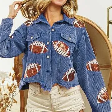 Stylish Xunger corduroy sequin jacket for game days