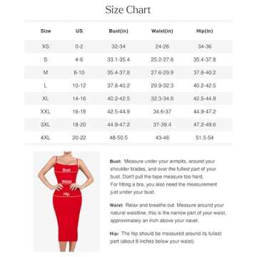 Popilush Shapewear Dress Bodycon Midi Dress Built-in Bra Summer Casual Tummy Control Slip Dress with Adjustable Straps Red