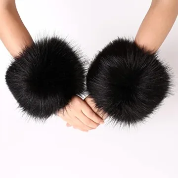 Dikoaina Faux Fur Wrist Cuffs Stylish Winter Warmer