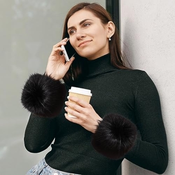 Dikoaina Faux Fur Wrist Cuffs Stylish Winter Warmer