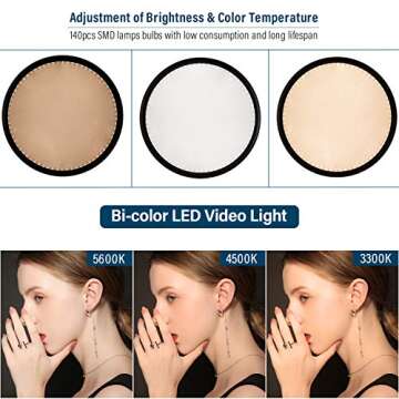 2 Pack 10 Inch LED Studio Round Light kit, VILTROX 2000LM Bi-Color LED Edge Round Key Light with Stand Kit for Portrait Video Studio Photography