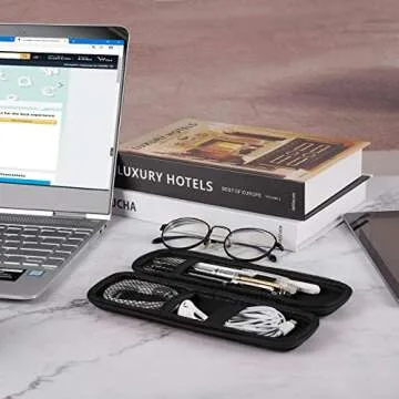 iDream365 Small Pencil Case Holder for Pencils,Hard Pen Case for Executive Fountain Pens,Ballpoint Pens-Black