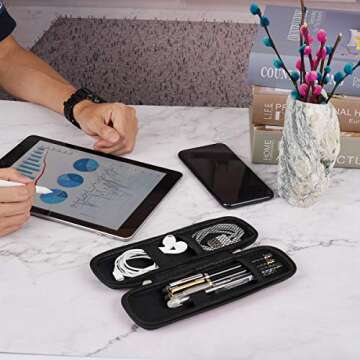 iDream365 Small Pencil Case Holder for Pencils,Hard Pen Case for Executive Fountain Pens,Ballpoint Pens-Black