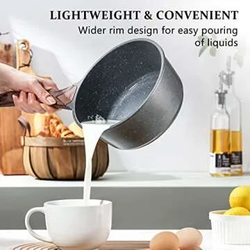SENSARTE Nonstick Saucepan with Lid, 2.0 Quarts Small Pot with Swiss Granite Coating, Stay-cool Handle, Multipurpose Handy Sauce Pot Small Kitchen Cooking Pot, Induction Comptable, PFOA Free
