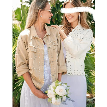 APAFES Women's Trendy Crop Fringe Denim Jacket