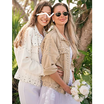 APAFES Women's Trendy Crop Fringe Denim Jacket