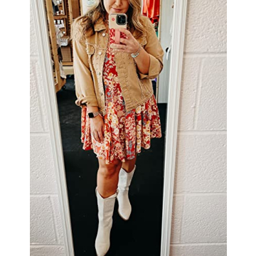 APAFES Women's Trendy Crop Fringe Denim Jacket