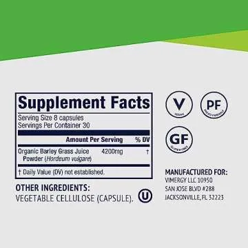Vimergy Barley Grass Juice Capsules– Clean Superfood-Packed Capsule – Promotes Cardiovascular Health* – Non-GMO, Vegan & Gluten-Free – 240 caps