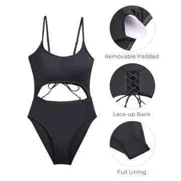 Tempt Me Women Black Cut Out One Piece Swimsuit High Cut Sexy Monokini Bathing Suit XL