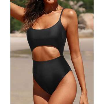 Tempt Me Women Black Cut Out One Piece Swimsuit High Cut Sexy Monokini Bathing Suit XL