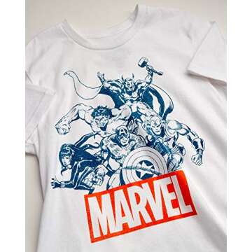 Marvel Comics Men's 2 Pack Avengers & Deadpool T-Shirts - Superhero Graphic Tees in Black/White