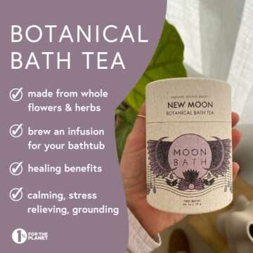 Moon Bath Botanical Bath Tea | New Moon Herbal Ayurvedic Bath Tea Soak w/Lavender, Jasmine & Chamomi...