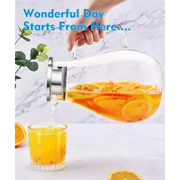 Elegant 80oz Veecom Borosilicate Glass Pitcher with Lid