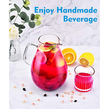 Elegant 80oz Veecom Borosilicate Glass Pitcher with Lid