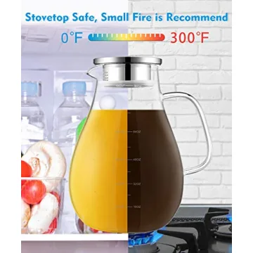 Elegant 80oz Veecom Borosilicate Glass Pitcher with Lid