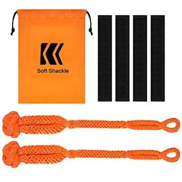 BNEEN Soft Shackle, 1/2" X 24" Light Weight Soft Shackle (56,000 LBS Breaking Strength) with Extra Sleeves for Sailing SUV Off Road Towing ATV (2-Pack Orange Soft Shackle Recovery)