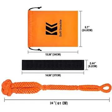 BNEEN Soft Shackle, 1/2" X 24" Light Weight Soft Shackle (56,000 LBS Breaking Strength) with Extra Sleeves for Sailing SUV Off Road Towing ATV (2-Pack Orange Soft Shackle Recovery)