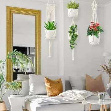 SFENNGPET Macrame Plant Hangers, 6Pack Hanging Planters for Indoor Plants w/ 6 Set Hangers Kit Handmade Macromay Plant Hangers Indoor Flower Pots Holder Stand for Boho Home Décor (POTS NOT Included)
