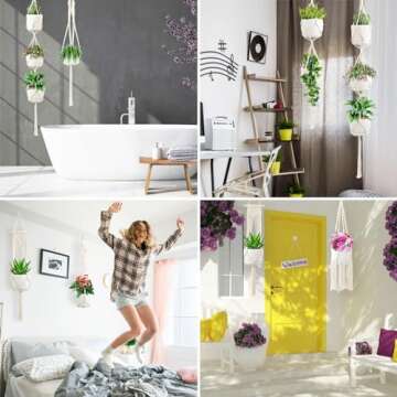 SFENNGPET Macrame Plant Hangers, 6Pack Hanging Planters for Indoor Plants w/ 6 Set Hangers Kit Handmade Macromay Plant Hangers Indoor Flower Pots Holder Stand for Boho Home Décor (POTS NOT Included)