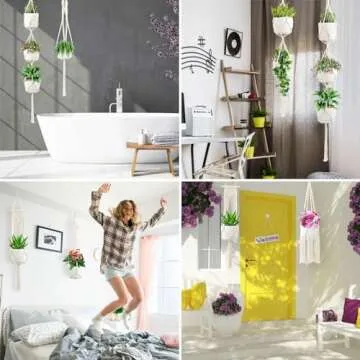 SFENNGPET Macrame Plant Hangers, 6Pack Hanging Planters for Indoor Plants w/ 6 Set Hangers Kit Handmade Macromay Plant Hangers Indoor Flower Pots Holder Stand for Boho Home Décor (POTS NOT Included)