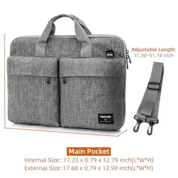KINGSLONG Slim 17.3 inch Laptop Bag Sleeve Carrying Case with Shoulder Strap, Notebook Ultrabooks Computer Handbag Cover for Men Women Fit for Acer Asus Lenovo HP Toshiba Grey