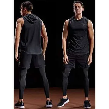 NELEUS 3 Pack Workout Athletic Gym Muscle Tank Top with Hoods,5036,Black,Grey,Navy Blue,US M,EU L