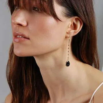 Stylish Black and Gold Drop Earrings - Elegant Dangle Earrings for Women