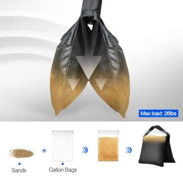 EMART Heavy Duty Sandbag Photo Studio Weight Bag Saddlebag Design for Photography Light Stand Tripod, Outdoor Patio, Sports, Pop up Tent, Umbrella Base, Camping, Fishing Chair -4 Packs Set(Black)