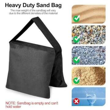 EMART Heavy Duty Sandbag Photo Studio Weight Bag Saddlebag Design for Photography Light Stand Tripod, Outdoor Patio, Sports, Pop up Tent, Umbrella Base, Camping, Fishing Chair -4 Packs Set(Black)