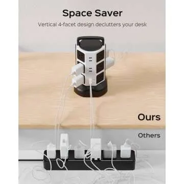 JACKYLED Power Strip Tower with 12 Outlets and USBs