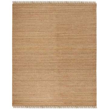 SAFAVIEH Natural Fiber Collection Area Rug - 8' x 10', Natural, Handmade Boho Fringe Woven Jute, Ide...