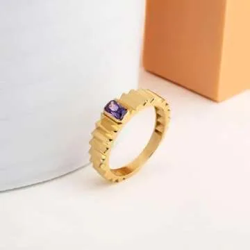 14k Solid Gold Amethyst Ring for Women - Stunning Design