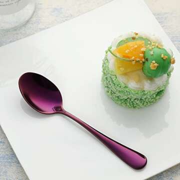 VANDBAO Portable Travel Utensils, Reusable Silverware with Case for Fixing Tableware, 9 Pieces Stainless Steel Stable Flatware Set, Camping Picnic Cutlery Set (Purple Set)