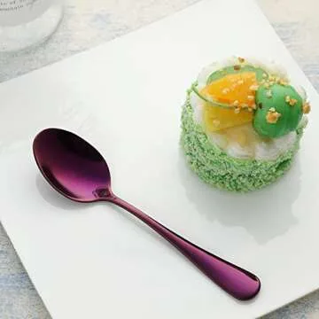 VANDBAO Portable Travel Utensils, Reusable Silverware with Case for Fixing Tableware, 9 Pieces Stainless Steel Stable Flatware Set, Camping Picnic Cutlery Set (Purple Set)