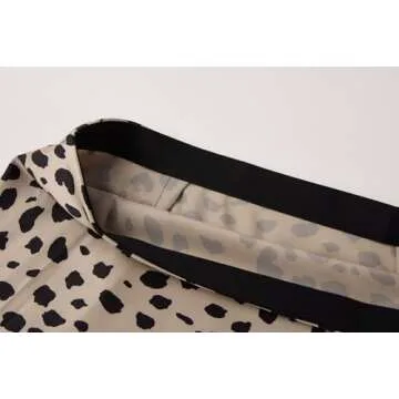 Keasmto Leopard Print Satin Midi Skirt for Women