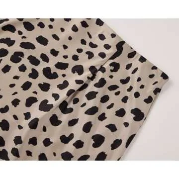 Keasmto Leopard Print Satin Midi Skirt for Women